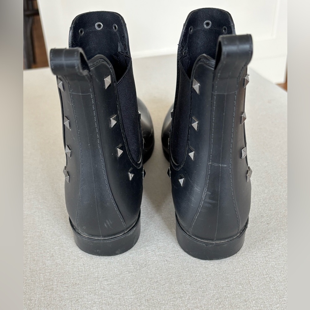 London Fog rain ankle boots booties rubber black studs 6.5 7 - Picture 4 of 6